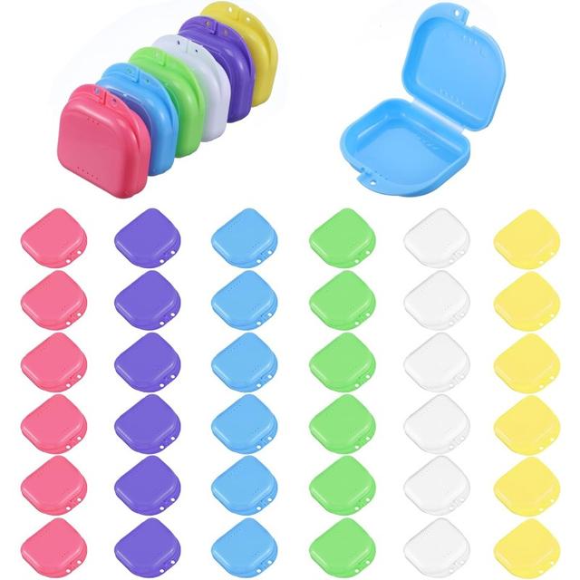 TEMU Set Of 24 Retainer Cases Featuring Ventilation Holes, Suitable For Storing Mouth Guards. Multicolored Dental Retainer Boxes Are Ideal For Use At Home, , Or While Traveling, In 6 Different Colors