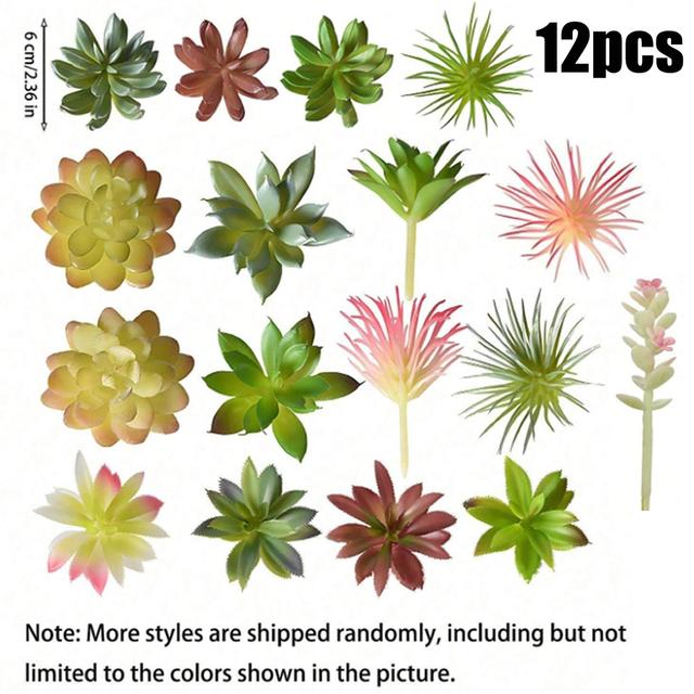 TEMU Anoak Artificial Succulent Plants - 12pcs Set Succulents Unpotted Fake Succulent Plants, Premium Crafting Decor For Home Party (high Realistic)