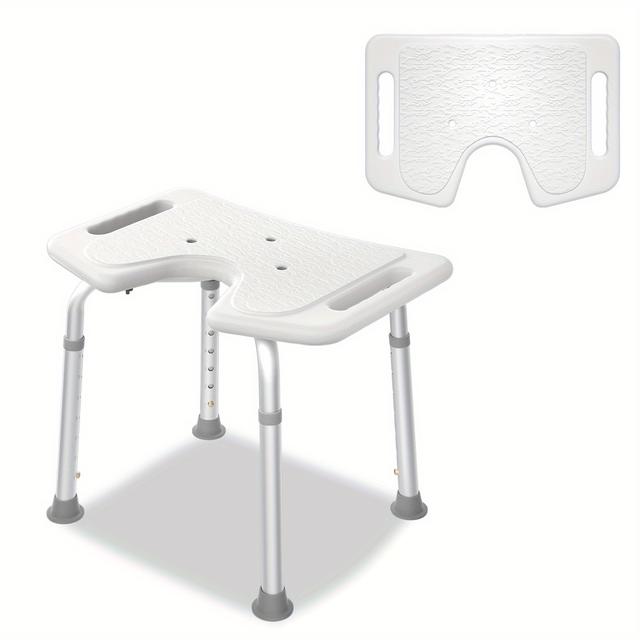 TEMU Shower Stool Bathroom Stool 37-51cm Height Adjustable Shower Chair Non-slip Shower Aid Aluminum Shower Seat Bath Chair Portable Suitable For Elderly Disabled Pregnant Women