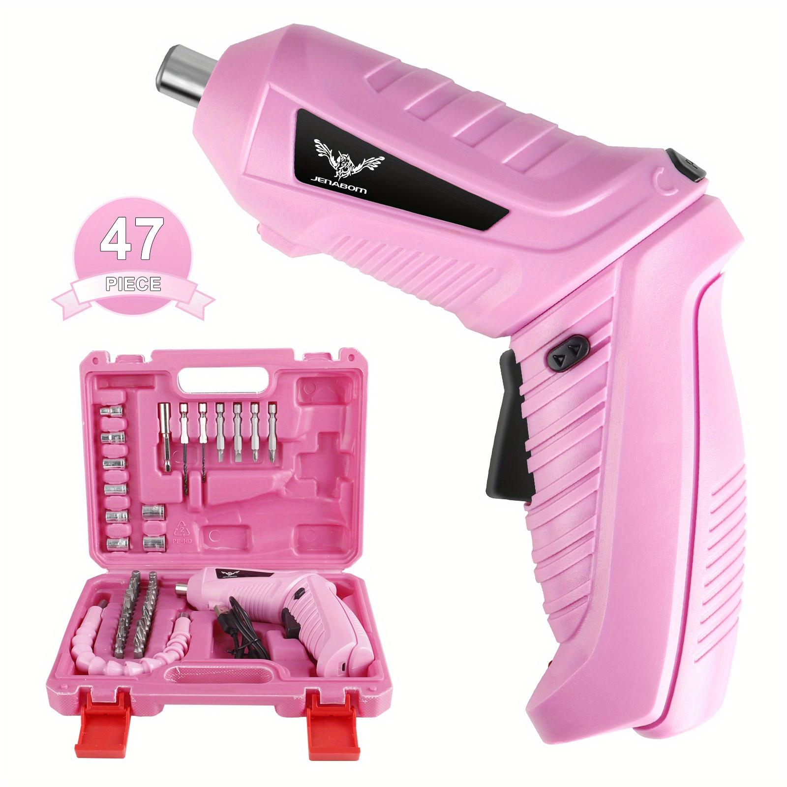 TEMU Pink 1pc/8pcs/47pcs Electric Screwdriver, 3.6v Drill Screwdriver Rechargeable, Electric Screwdriver, Front Led Light, Suitable For Small Household Projects