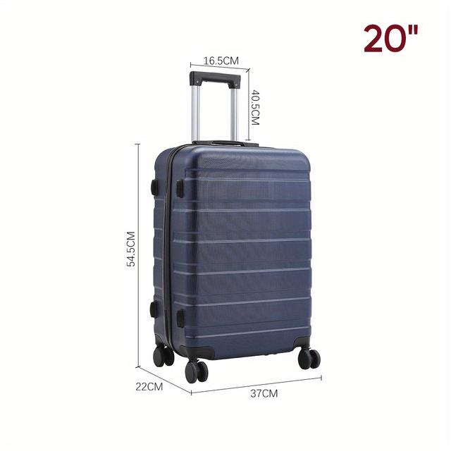 TEMU 20 Inch Lightweight Abs Hard Shell Carry-on Suitcase With Tsa-approved Combination Lock, 360° Spinner Wheels & Telescopic Aluminum Handle - Modern Blue Luggage For Air Travel, Luggage For Travel