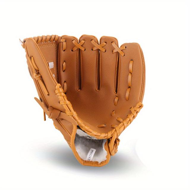 TEMU 1pc Baseball And Softball Gloves, Durable Faux Leather For Training/games, Left Hand Glove, Throw, Suitable For Indoor And Outdoor Field Catching