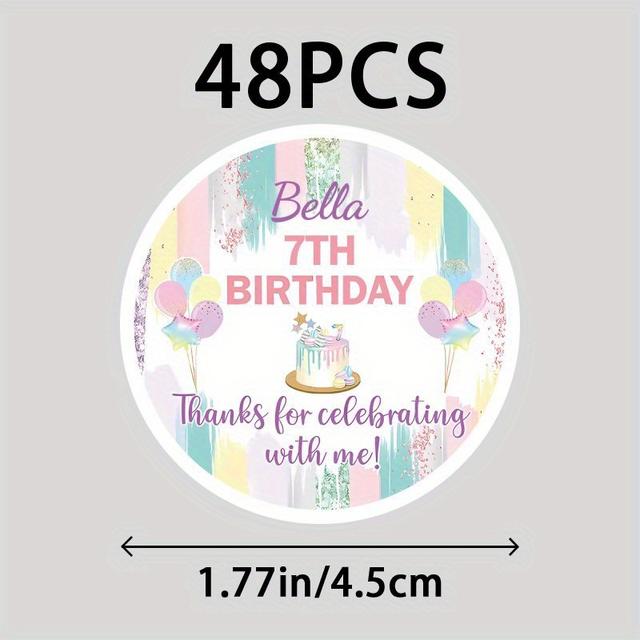 TEMU Customize 48/96pcs Name, Age, Birthday Stickers, Personalized Birthday Cakes, Gift Bags, Envelope Labels