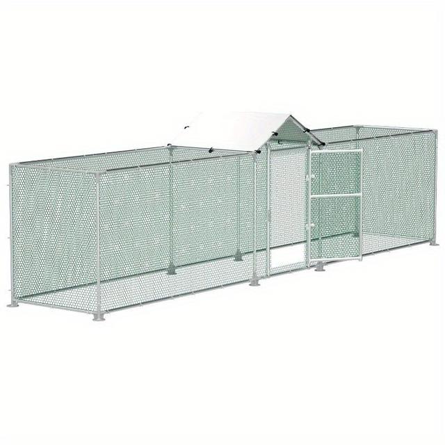 TEMU Free- Enclosure Chicken Coop Metal With Sun Protection Roof, Door & Latch Stable Chicken House Free-range Enclosure Small Animal Enclosure For Chickens, Ducks & Small Animals