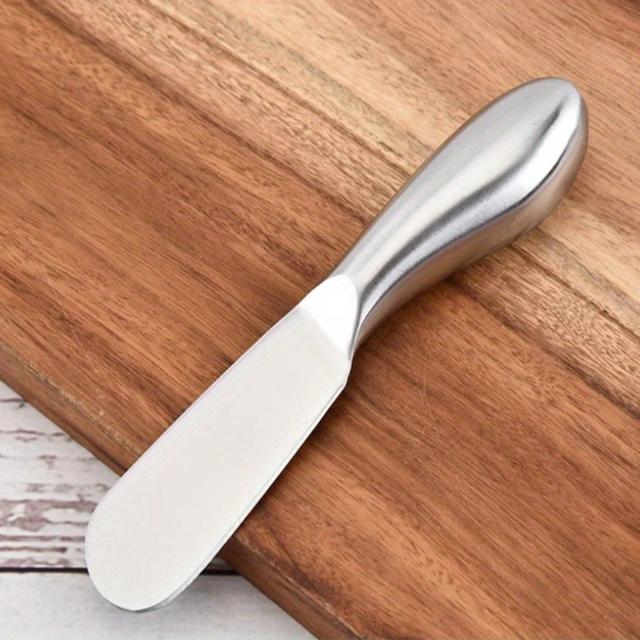 TEMU Stainless Steel Butter Knife With Perforated Edge - Ergonomic Portable Cheese Slicer For Jam, & Desserts - Durable Kitchen Tool For Spreads, Soft Foods & Home Or Professional Use, | Smooth Handle