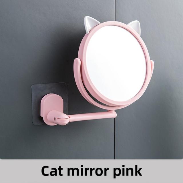 TEMU 셀프 접착식 접이식 벽걸이 거울 - 욕실용 조절 가능한 행잉 화장대 거울, 무드릴 설치, 휴대용 공간절약형 거울, 플라스틱 프레임