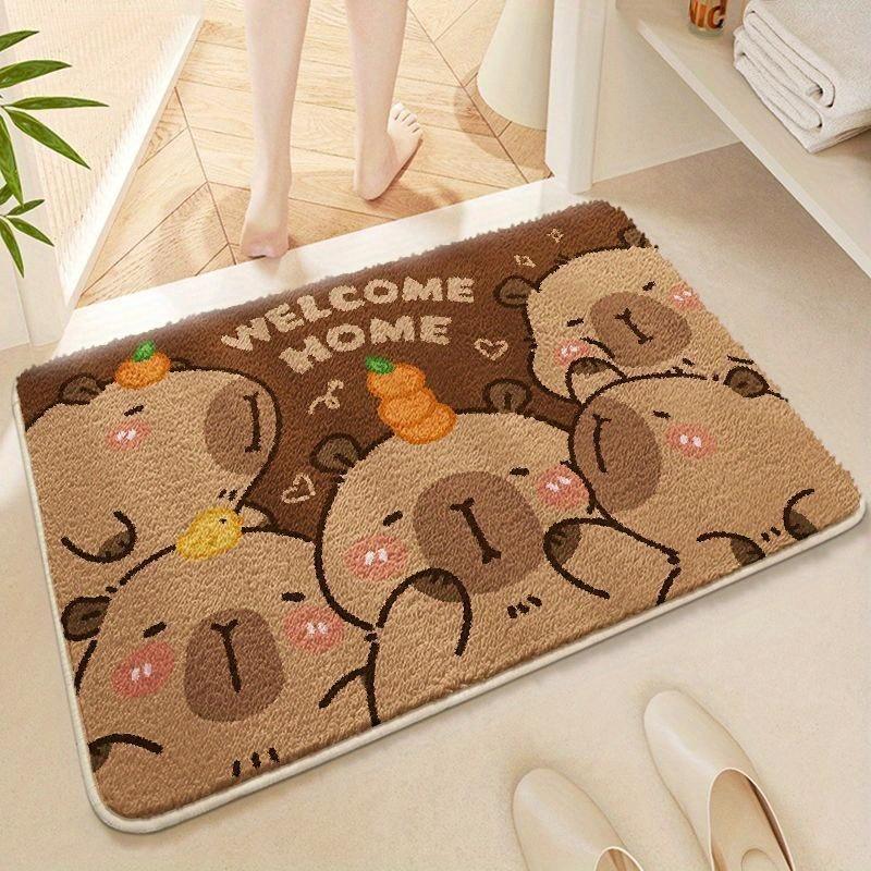 TEMU พรมนุ่มลายคาปิบาร่า 40*60 ซม. ซับน้ำได้ดี ลายน่ารักมาก ป้องกันการลื่นหลุดออกอย่างรวดเร็ว