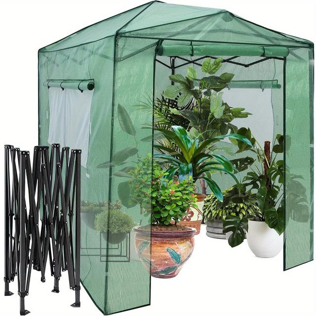 TEMU Portable Pop-up Greenhouse Fast Setup Front And Rear Double Zippered Roll-up Doors