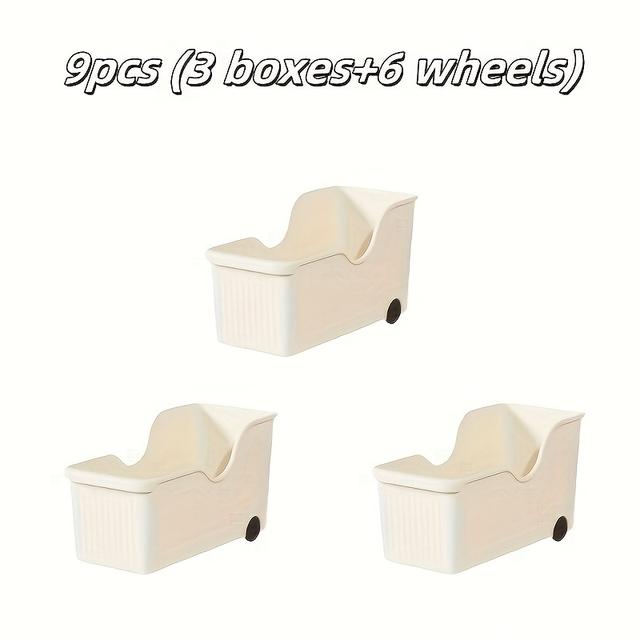 TEMU 9pcs Rolling Plastic Storage Bin Set, Long Storage Boxes, Closet Clothing Toy Organizer Box, Storage Box For Organizing