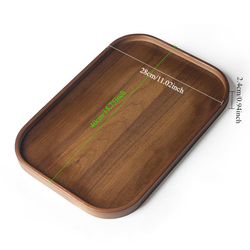 TEMU Rectangular Appetizer Tray Walnut-colored Storage Plate Bamboo Wood Hotel Use Tray Living Room Tea Table Snack Tray Home Decor