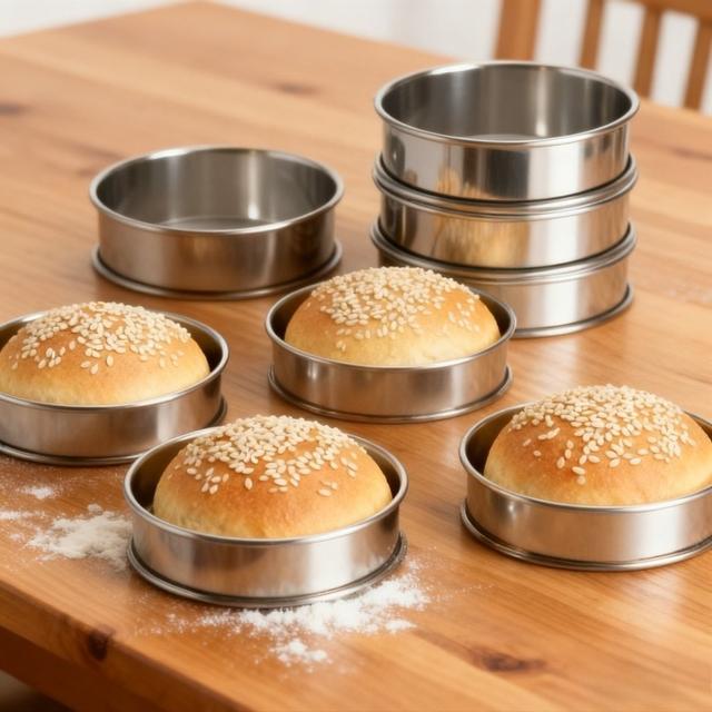 TEMU 8 st 4- rostfria bakringar - Dubbelsidiga, rullade, | för hamburgare, pannkakor, muffins & scones