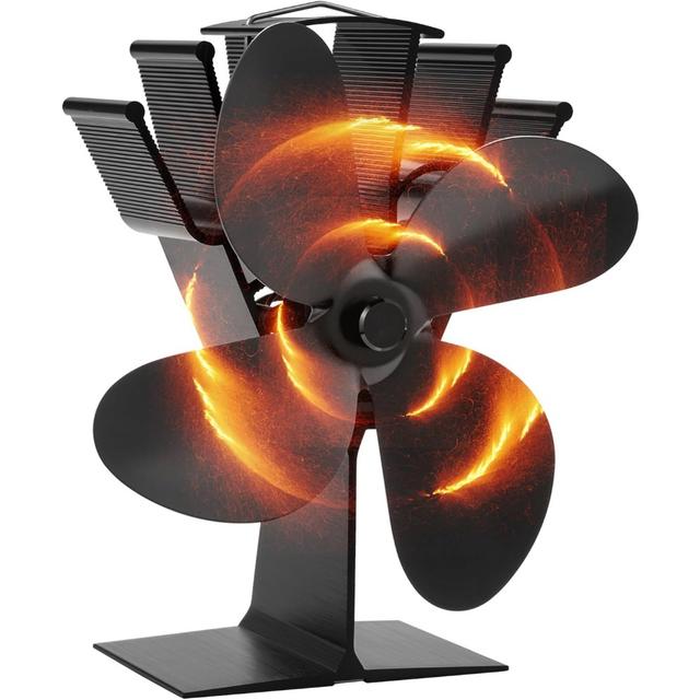 TEMU 4 Blade Heat Powered Wood Stove Fan Silent Warm Air Circulation For Fireplace For Bbq Fire Starter Air To Boost Coal Burn Grill Accessory