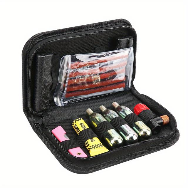 TEMU 10pcs Tire Tyre Repair Kit Puncture Tubeless Tools Set Emergency For Bike Motorcycle Motorbike Car