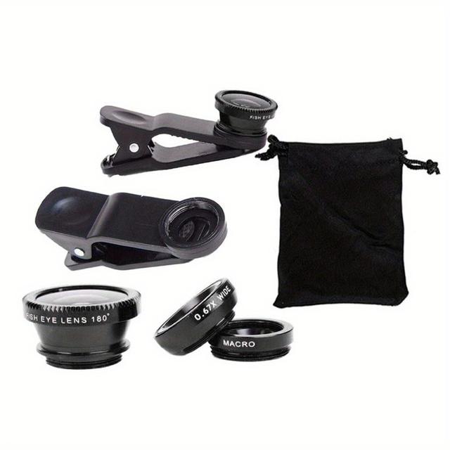 TEMU Universal 3in 1 Fish Eye Lens Wide Angle Macro Smartphone Fisheye Lens Zoom For Mobile Phone Camera
