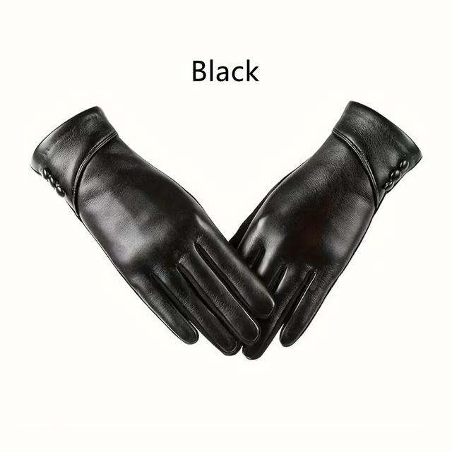 TEMU Genuine Leather Gloves For Women (set Of 2) - Featuring A Soft Fleece Lining, Compatible With Touchscreens, Stylish And Warm For The Fall And Winter Seasons