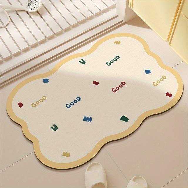 TEMU 화장실용 강력 흡수 미끄럼 방지 매트, 빠른 건조 고무 쿠션 도어 매트 1개