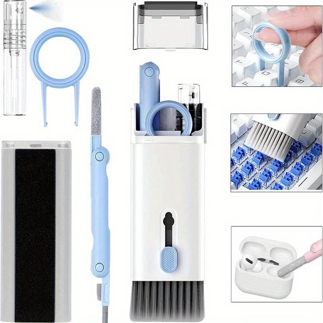 TEMU -in-one Multi-functional Cleaning Brush, Computer Keyboard Brush, Headphone Cleaning Brush, Mobile Phone Screen Dust Brush, Keycap Pulling Tool, Cleaning Kit, Essential Cleaning Supplies