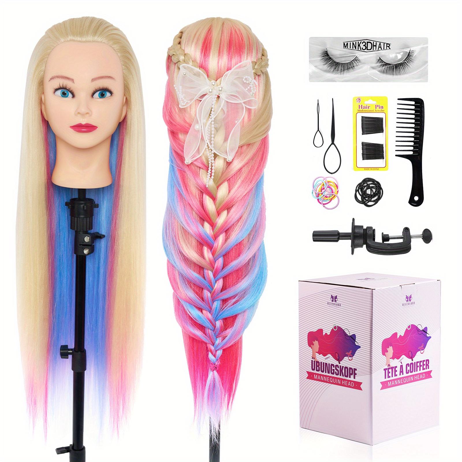 TEMU Neverland 26'' Mannequin Head For Practice, Doll Head For Salon Training, Makeup Hair Practice Head With Hairstyle Set And