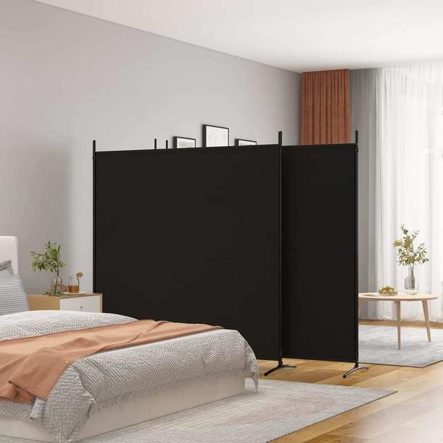 TEMU Screen, Room Divider, 4-part Black Fabric Screen, 698x180cm, Suitable For Bedrooms And Offices, Quick Installation