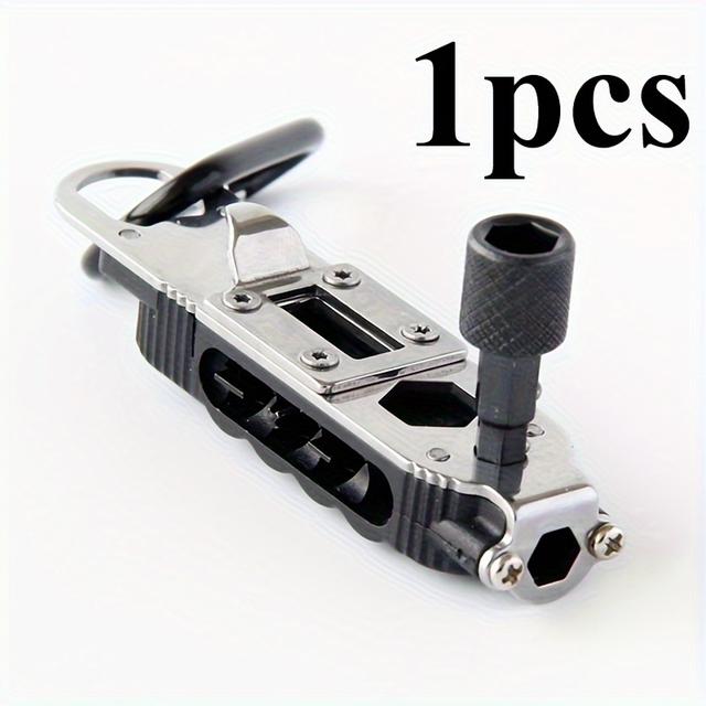 TEMU 1pc Stainless Steel Multitool With Led Flashlight, Screwdriver, , Keychain - Portable Survival Tool For Camping, Outdoor, Emergency - No Electricity Needed