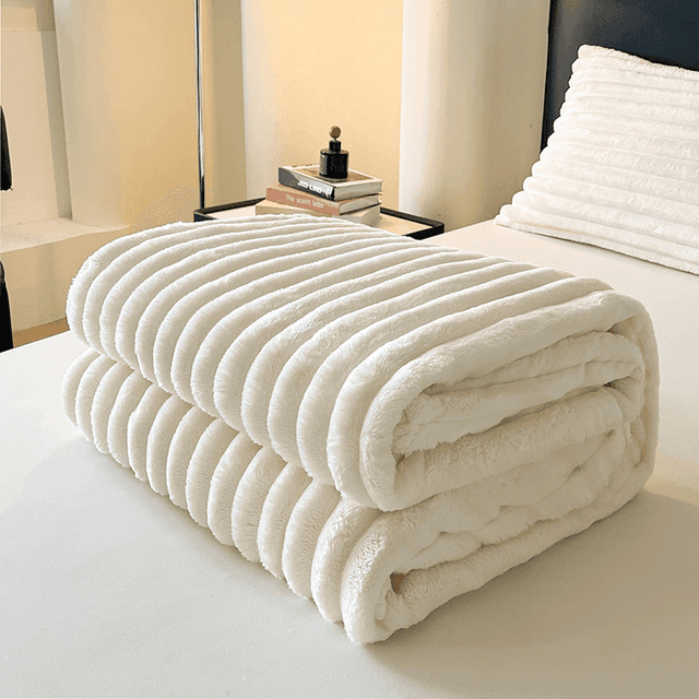 TEMU Extra stor plyschfilt i flanell – Tjock och flanellfilt med snodd, året , ultratjock högklassig randig filt, och varm sofffilt, lämplig för tupplur, kontor, utomhuscamping, sofffilt, plyschtextur