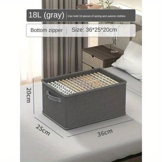 TEMU Hokemp Foldable Drawer Organizer For Clothes, Linens & Essentials - Gray/beige, Storage Boxes With Handles, Durable Pp Board & Linen, Closet & Wardrobe Organization, Closet Organizers And Storage