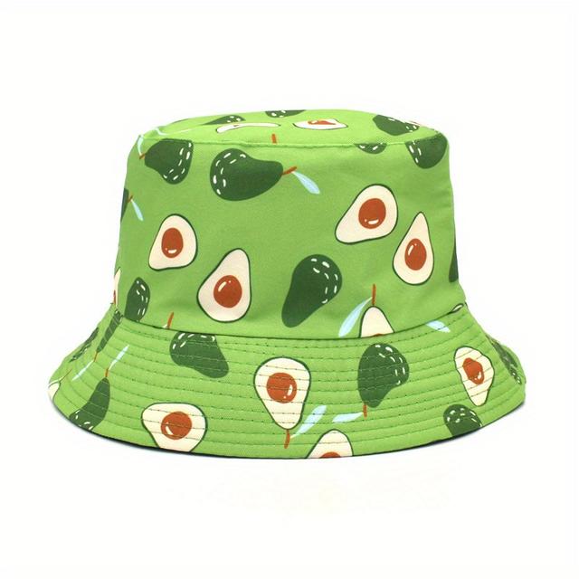 TEMU Women's Reversible Strawberry & Lips Print Bucket Hat - Lightweight, Double-sided Fisherman For Beach & Outdoor Activities, Polyester, Hand Wash Or , Beach Accessorie