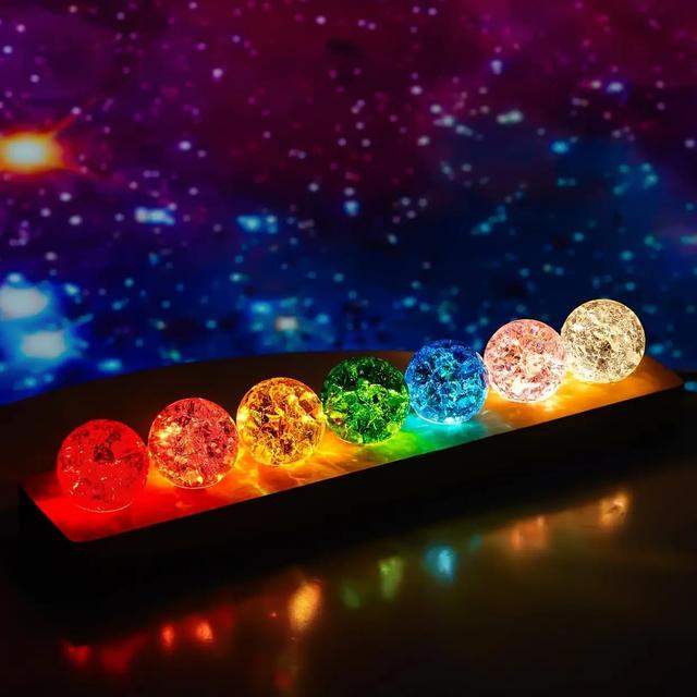 TEMU 7pcs Led Crystal Ball Night Set - Multicolor Rgb Glass Spheres With -like Control (no), Desktop/table Lamp For Parties, Weddings, Birthdays - Low Voltage (ideal Gift Box) - Christmas/valentine