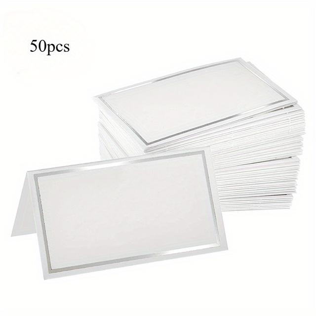 TEMU 10/50/100pcs Hot Stamping Hot Silvery Table Cards Wedding Name Guest Seat Cards
