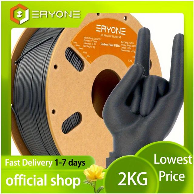 TEMU ERYONE 2Kg PETG Carbon Fiber Filament für 3D-Druck, kompatibel mit 1,75 mm +/- 0,03 mm 3D-Druckern