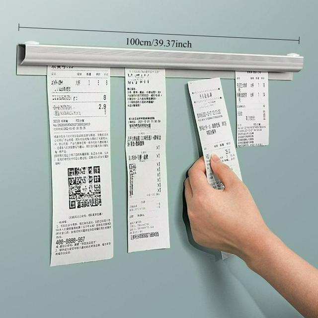 TEMU 3-size Aluminum Receipt Holder & Document Organizer - , 80/100/120cm, Durable Metal Frame With Wooden Back For Use