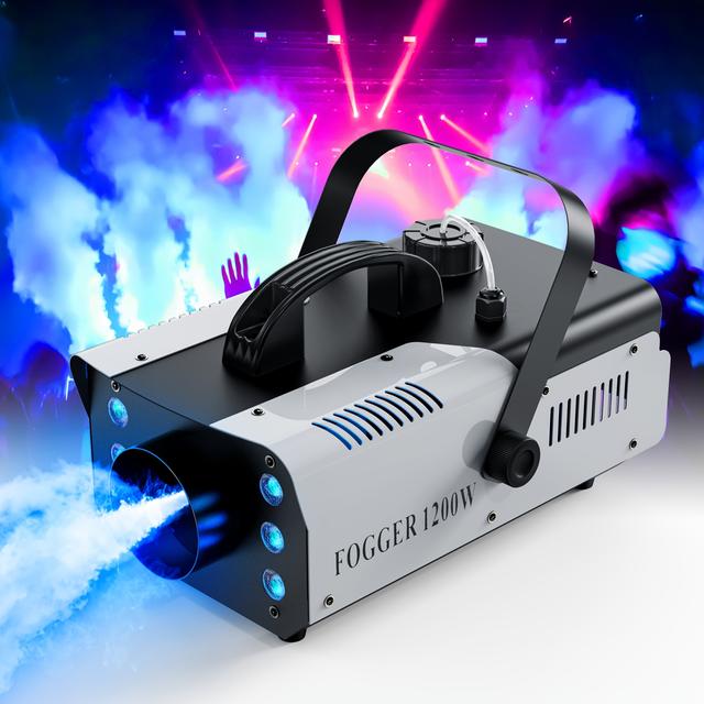 TEMU 1200w Fog Machine With Rgb 6leds Lighting Smoke Generator Stage Effect Equipment For Play Theater Halloween Party Dj Nightclub Wedding