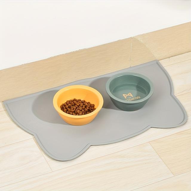TEMU Pet Feeding Mat, Spill-proof Silicone Edge Easy To Placemat Thin Silicone Waterproof Cat Food Mat Cat Bowl Mat, With Raised Edge Cat Mat