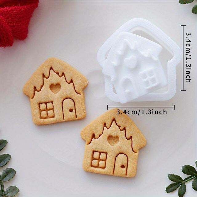 TEMU Mini Karácsonyi Mézeskalács Ház, Hóember és Fa Műanyag Forma - DIY Süteményhez, Alkalmas Agyag/Cukor/Rövidtészta - Hörcsög Csemegék és Emberi Ünnepi Dísztárgyak (Tartós, Könnyen Kioldható)