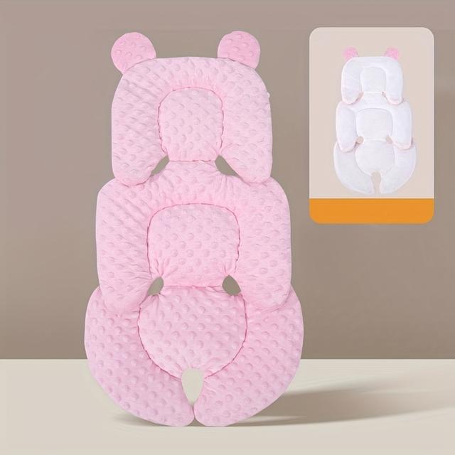 TEMU Dual-sided Thickened Warm Breathable Car Seat Liner For Infants And Toddlers, Universal Fit Cushion, Polyester Fiber, Pink/blue, With For Strollers, High Chairs, And Travel, Ages 0-6 Years