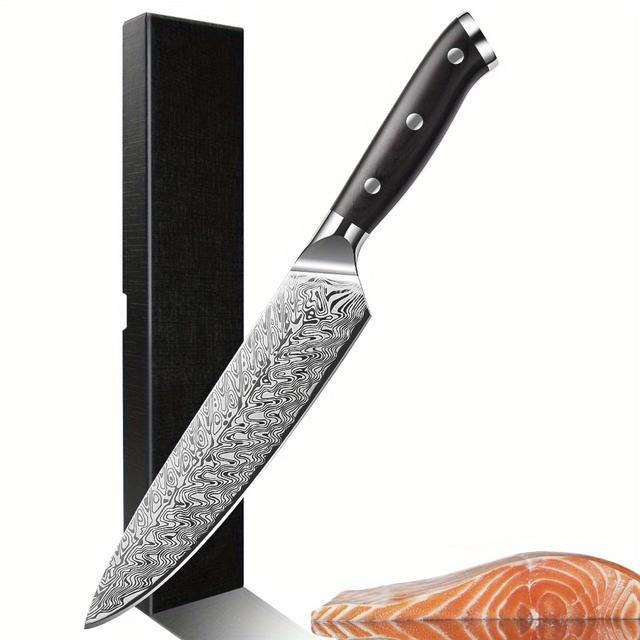 TEMU 8インチナイフ、シェフナイフ、高炭素ステンレススチールキッチンナイフ、エргノミックハンドル、耐久性のある刃、ギフトボックス付き