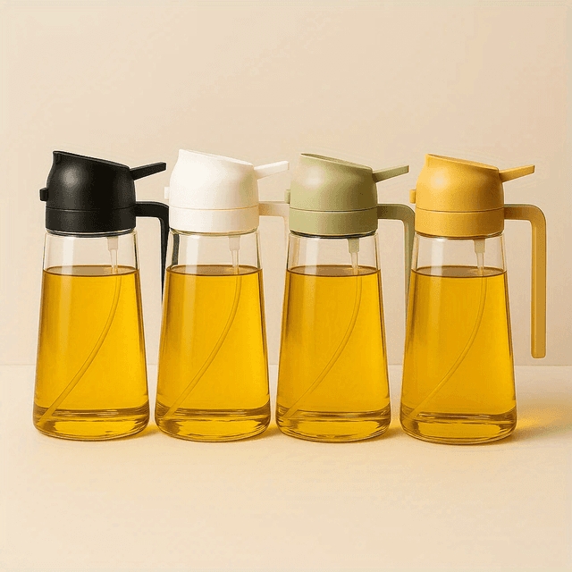 TEMU 4-pack Kitchen Oil Spray Bottle Set | 470ml Large Capacity Glass Oil Bottle | Dual-use Spray + Pour | Compatible With Air Fryer/olive Oil/soy Sauce/cooking Oil | Drip-proof Design, Easy To Clean