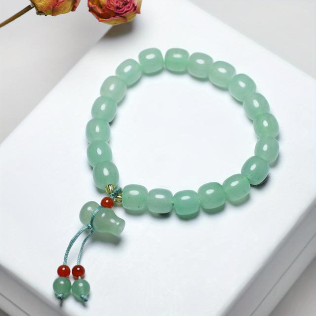 TEMU 남녀 모두에게 적합한 자연석 옛날식 오이 팔찌, 간단하고 예술적, 축제를 기념하는 신선한 선물.