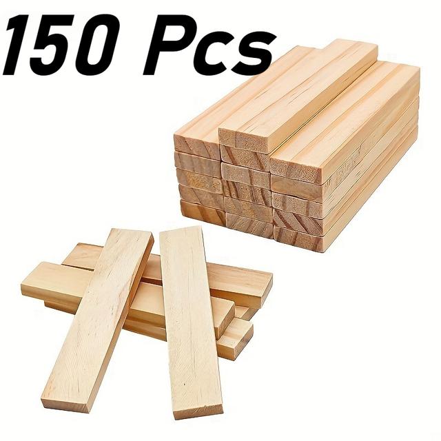 TEMU 150pcs Natural Wood Craft Blocks | Unfinished Wood Blocks For Projects, Painting, Home Decor, Woodworking - Assorted Sizes & Shapes For Adults