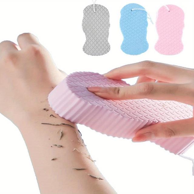 TEMU 3pcs Set Exfoliating Bath Sponges Exfoliating Bath Sponges, Removes Dead Skin, Suitable For Adults,, And Pregnant Women, Reusable(blue+ Pink+ Gray)