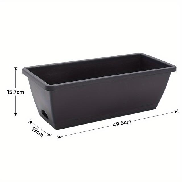 TEMU 5pcs Medium Rectangular Planters With Drainage Holes - Plastic, For Indoor/outdoor Use, Ideal For Flowers & Vegetables, 19.5"x7.5"x6.2