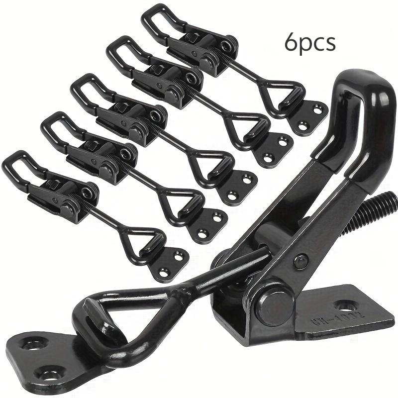 TEMU 6pcs Heavy Duty Iron Toggle Clamp, Adjustable Lever Latch - Secure Quick Release Fixture For Home And Industrial Use, Load Capacity 100kg/220lbs