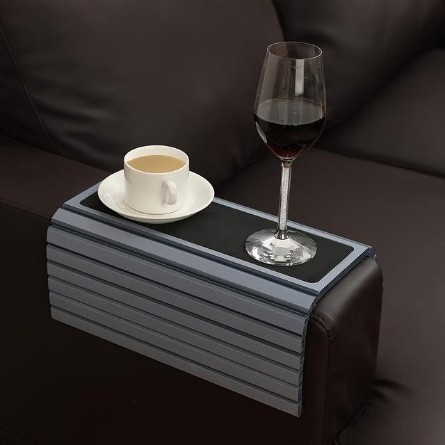 TEMU Foldable & Portable Bamboo/ Sofa Arm Tray - Compatible For Snacks, Drinks, Remotes, Modern Armrest Holder For Couch, Fits Most Sofas, Tray