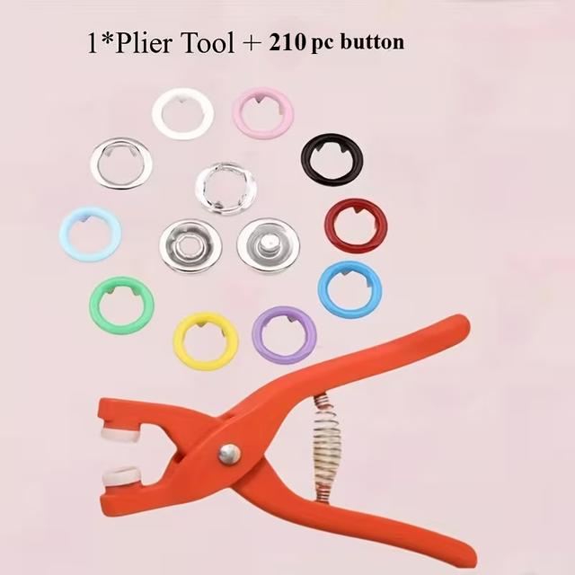 TEMU 211pcs Snap Fastener Set With - Durable Stainless Steel For Diy Crafts, Clothing, Hats & Bags - Multiple Color Options , Vibrant Snaps, Sturdy Metal Fasteners, Crafting Supplies
