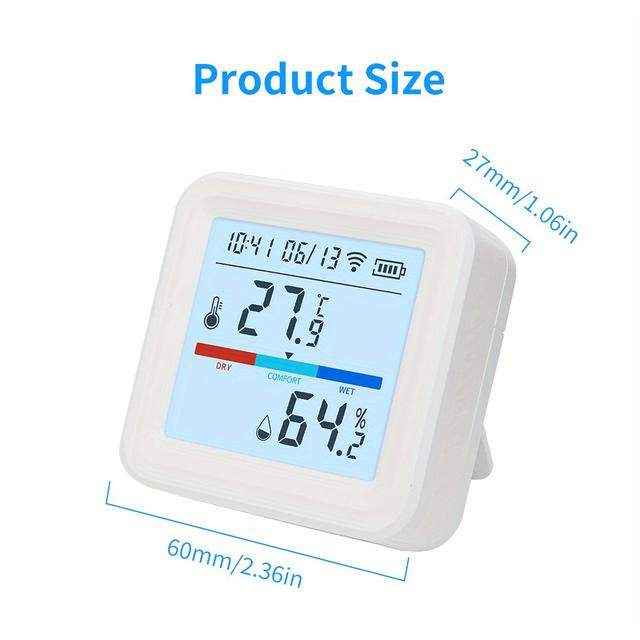 TEMU Wifi Temperature Andhumidity Sensor Smart Lifebacklight Temperature Andhumidity Meter Supports Alexagoogle Home