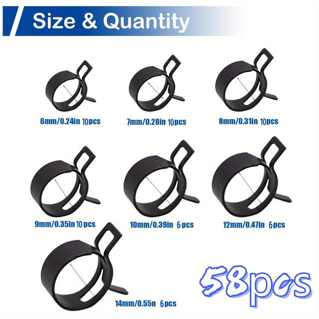 TEMU Obejmowaki stalowe czarne | Pasują do przewodów paliwowych, węży chłodzących i węży zasilania - Okrągły adapter