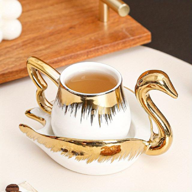 TEMU 1set Ceramic Coffee Cup Saucer Home Kitchen Dining Room Cup Saucer For Tea Coffee Juice Suitable For Outdoor Wedding Party Gift Birthday