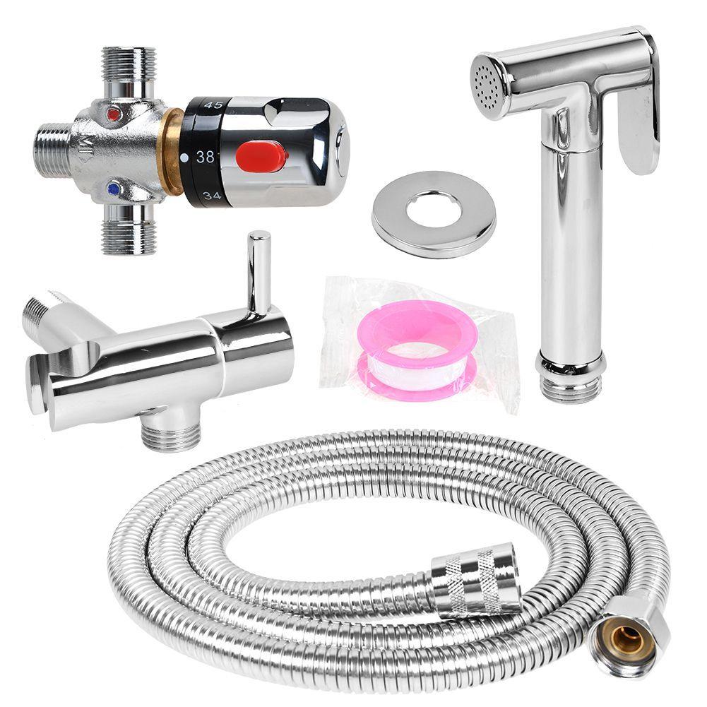 TEMU Toilet Wall Mounted Thermostatic Mixer Valve Bath Handheld Bidet Sprayer Shower Head Douche Set