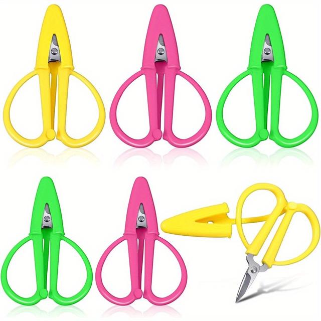 TEMU 6pcs Stainless Steel Mini Scissors Set, Portable & Easy To Carry, With Protective Cover, For Sewing, Embroidery, Crafting, Travel & School, Suitable For Adults 14+
