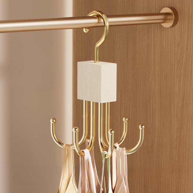 TEMU 4/12 Stk. Holz-Schlaufenbügel - Hosenbügel mit Klammern Haushalt Multifunktionaler -Unterwäsche-Organizer Studentenwohnheim Massivholz Schwenkhaken Wäscheständer, Ostergeschenk für Karfreitag